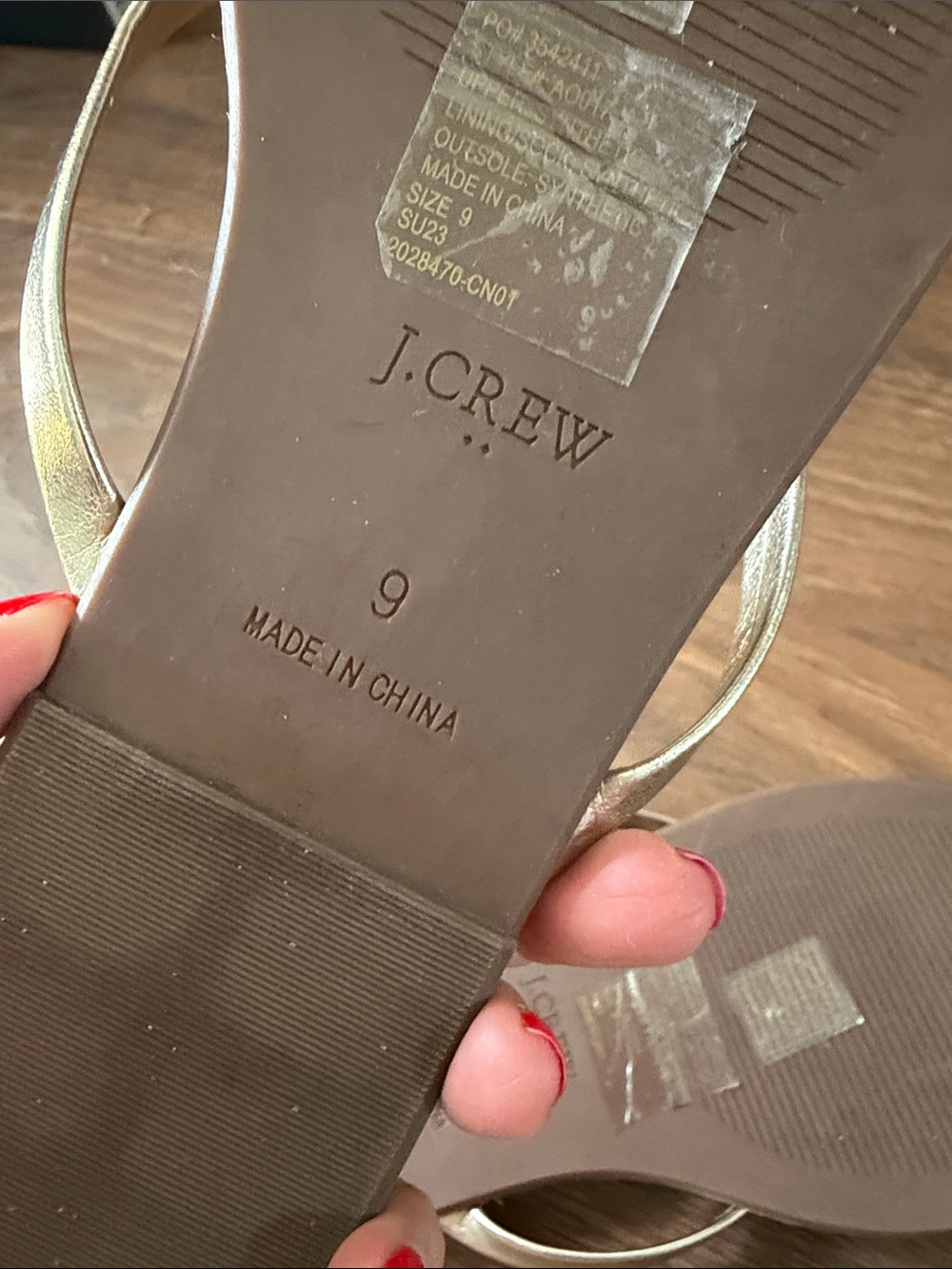 J. Crew Metallic Gold Leather Thong Sandals - Picture 5 of 5